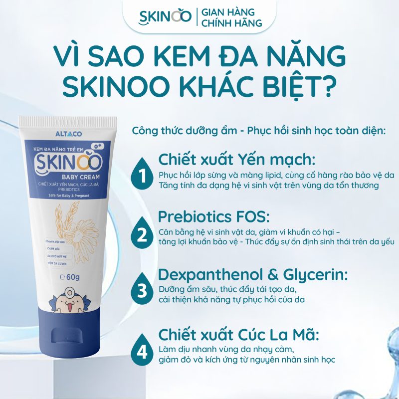 vì sao kem dưỡng ẩm cho bé đa năng skinoo baby cream khác biệt