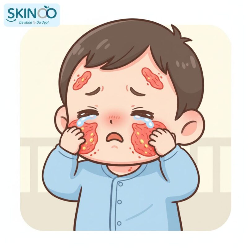 Phải làm gì khi trẻ nhỏ bị chàm sữa tái đi tái lại 