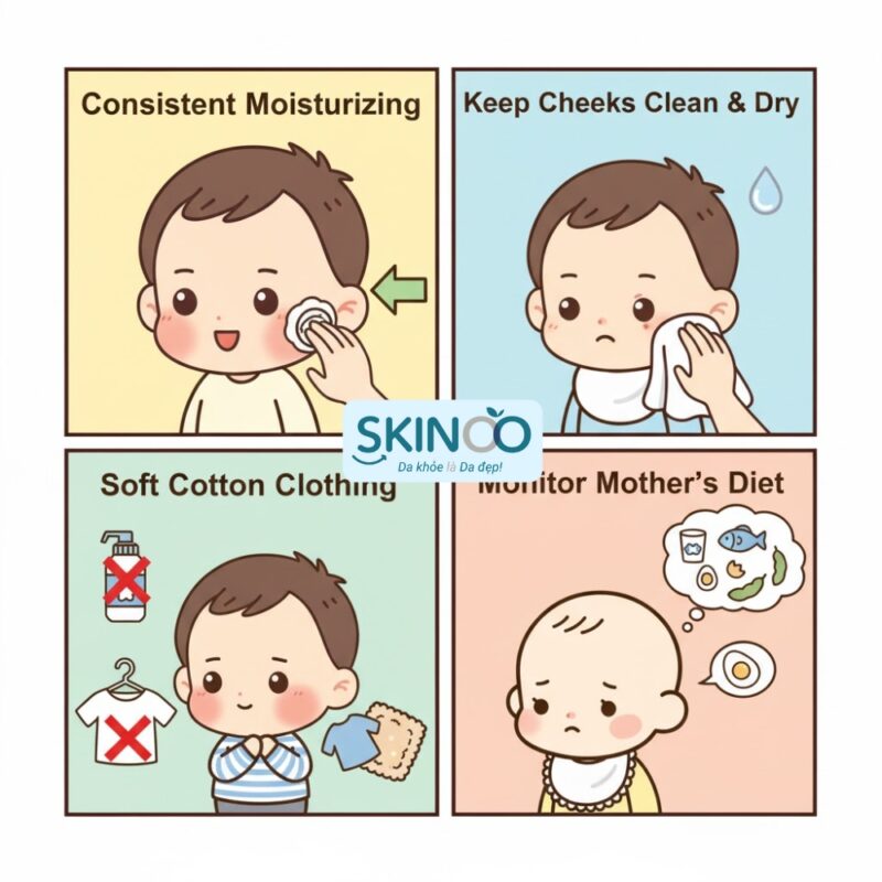 Làm gì khi bé bị chàm sữa ở má (5)