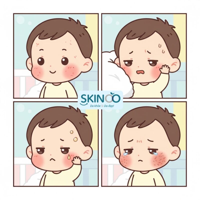 Làm gì khi bé bị chàm sữa ở má