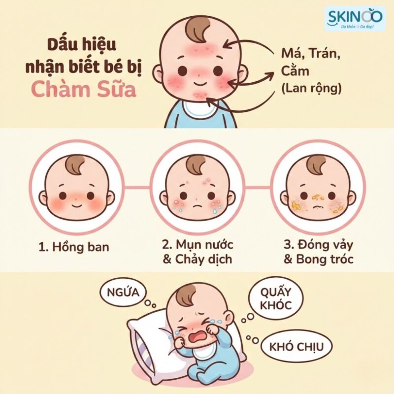 Bé sơ sinh bị chàm sữa