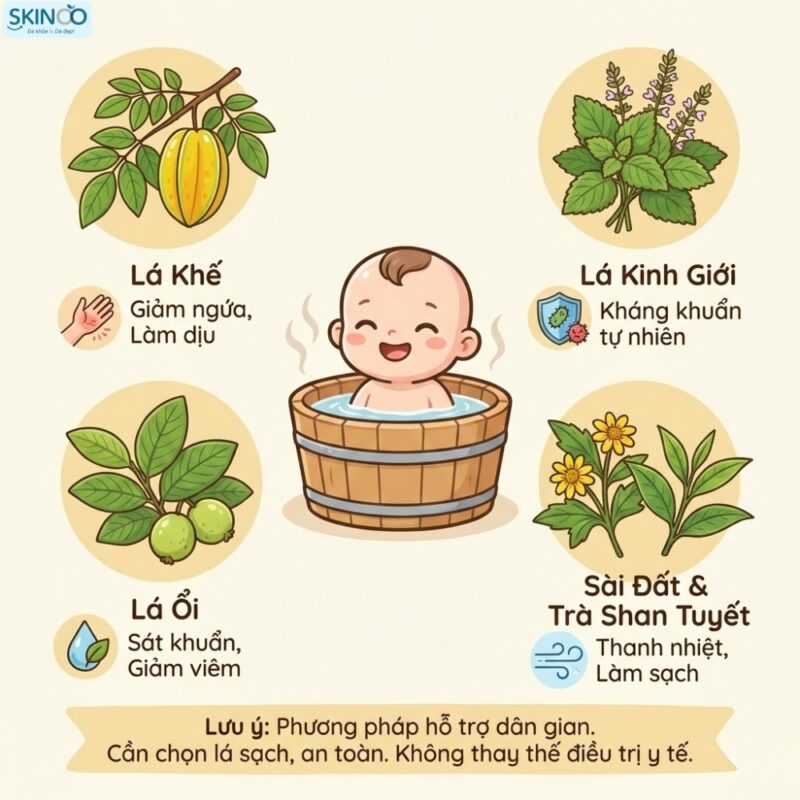 Bé bị chàm sữa tắm lá gì (5)