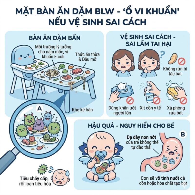 Cách Vệ Sinh Mặt Bàn Ăn Dặm