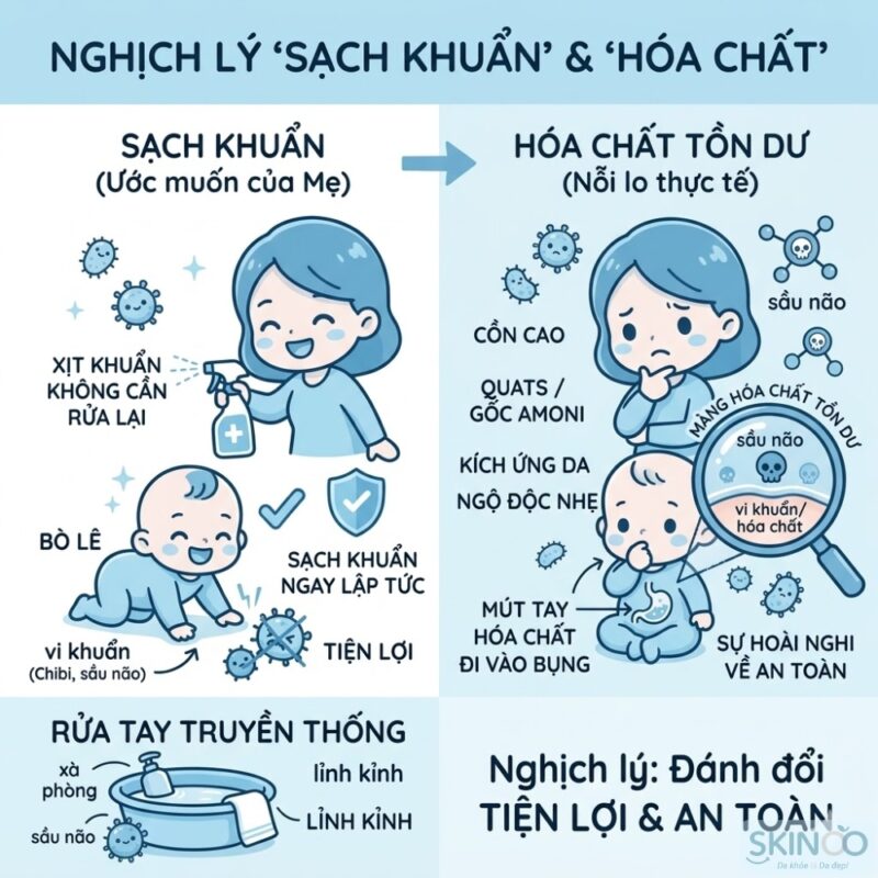 Xịt Khuẩn Tay Cho Trẻ Sơ Sinh Không Cần Rửa Lại
