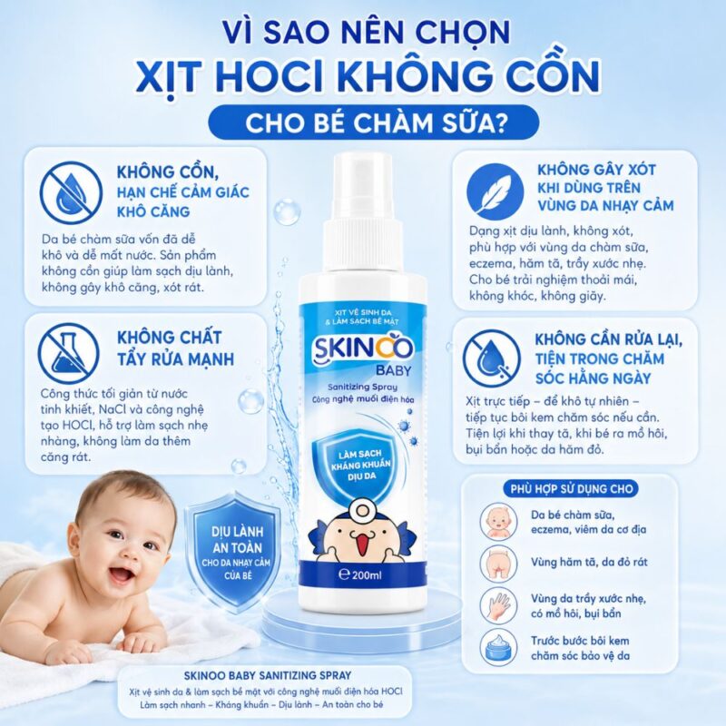 Vì sao nên chọn xịt hocl không cồn 