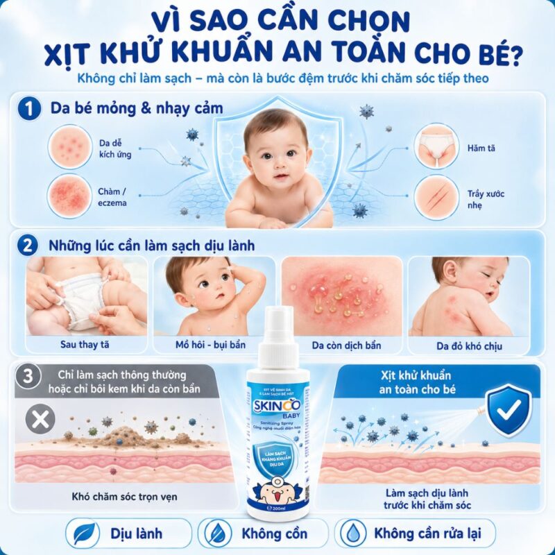 Vì sao cần chọn Xịt khử khuẩn an toàn cho bé 