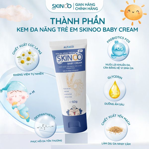 Thành phần kem dưỡng ẩm cho bé đa năng skinoo baby cream