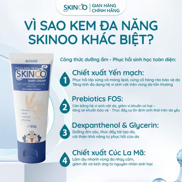 vì sao kem dưỡng ẩm cho bé đa năng skinoo baby cream khác biệt