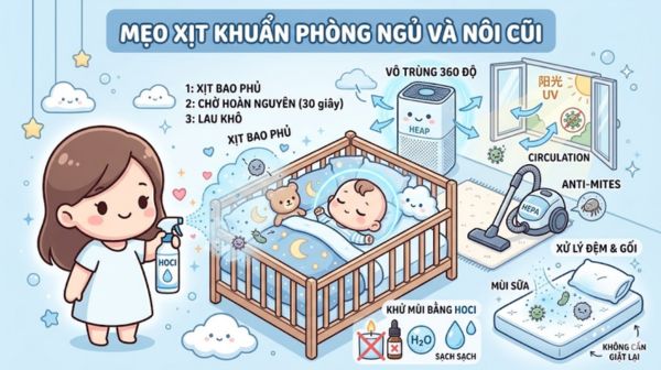 Mẹo xịt khuẩn phòng ngủ và nôi cũi cho trẻ sơ sinh hiệu quả an toàn
