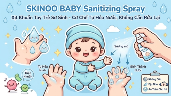 Xịt Khuẩn Tay Cho Trẻ Sơ Sinh Không Cần Rửa Lại (2)