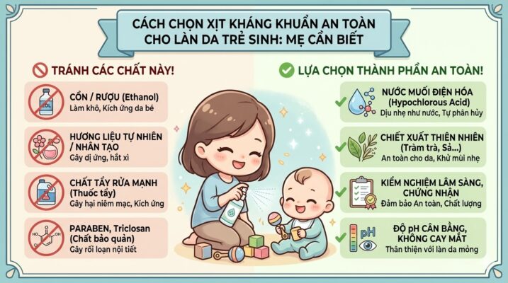 Cách chọn xịt kháng khuẩn an taonf cho làn da trẻ sơ sinh